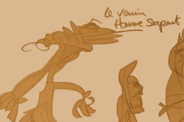 Dessin intitulée "venin-serpent" par Gil 2 Lérins, Œuvre d'art originale, Crayon