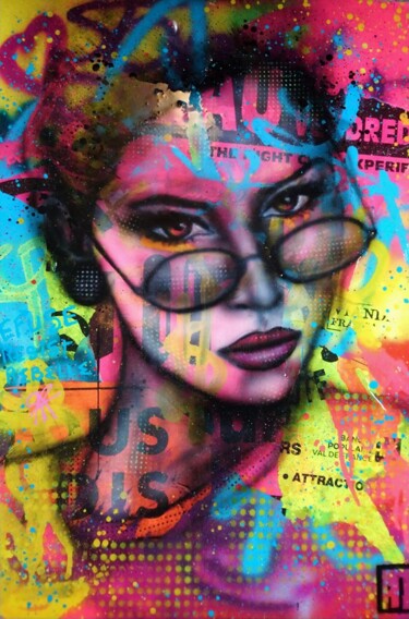 Картина под названием "Pink lady" - Gil Kd, Подлинное произведение искусства, Рисунок распылителем краски