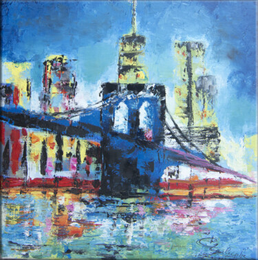 Painting titled "Manhattan bridge" by Gil Lachapelle, Original Artwork, Oil