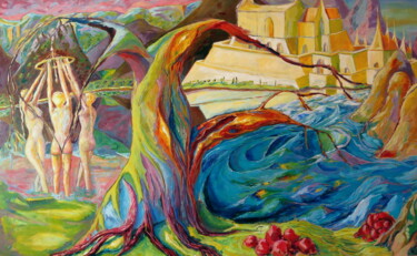 Peinture intitulée "Crépuscule des Dieu…" par Gil Oliveres, Œuvre d'art originale, Huile