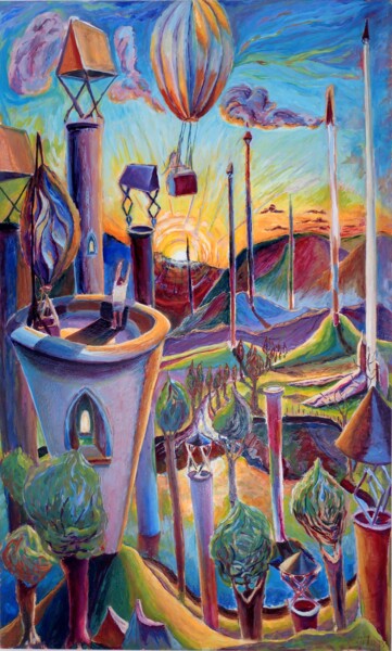 Peinture intitulée "Un autre Monde 2, l…" par Gil Oliveres, Œuvre d'art originale, Huile