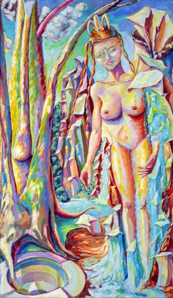 Peinture intitulée "Erda, déesse absorb…" par Gil Oliveres, Œuvre d'art originale, Huile