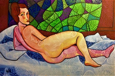 Painting titled "Nudo Modigliani" by Gerardo La Porta, Original Artwork, Acrylic