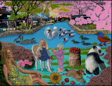 Картина под названием "A beautiful place 1" - Gilbert Borb, Подлинное произведение искусства, Масло Установлен на Деревянная…