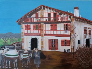 Pintura intitulada "ferme basque avant" por Gilbert Devesa, Obras de arte originais, Acrílico