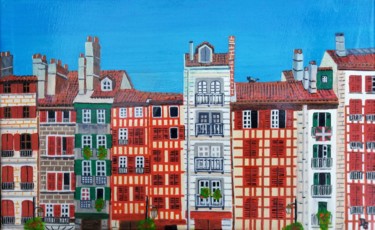 Painting titled "facades" by Gilbert Devesa, Original Artwork, Acrylic Mounted on Wood Stretcher frame