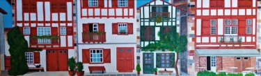 Painting titled "facades basques de…" by Gilbert Devesa, Original Artwork, Acrylic Mounted on Wood Stretcher frame