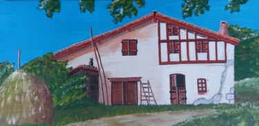 Painting titled "vieille ferme basque" by Gilbert Devesa, Original Artwork, Acrylic Mounted on Wood Stretcher frame