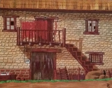 Pintura titulada "la vieille grange" por Gilbert Devesa, Obra de arte original, Acrílico Montado en Bastidor de camilla de m…