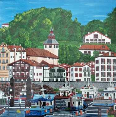 绘画 标题为“port basque” 由Gilbert Devesa, 原创艺术品, 丙烯 安装在木质担架架上