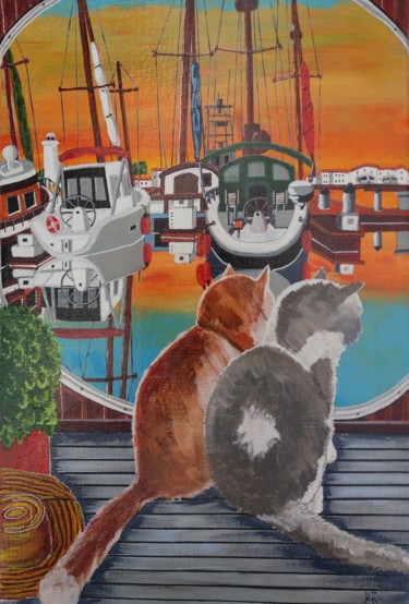Peinture intitulée "regard sur le port" par Gilbert Devesa, Œuvre d'art originale, Acrylique