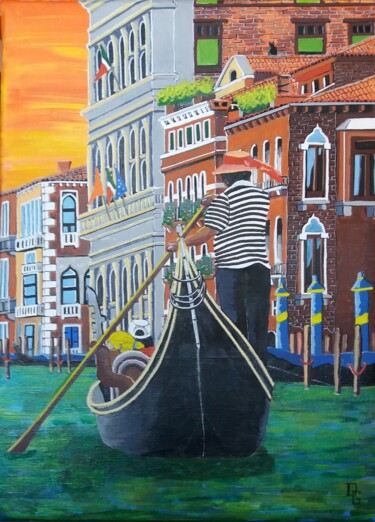 Malerei mit dem Titel "retour vers venise" von Gilbert Devesa, Original-Kunstwerk, Acryl