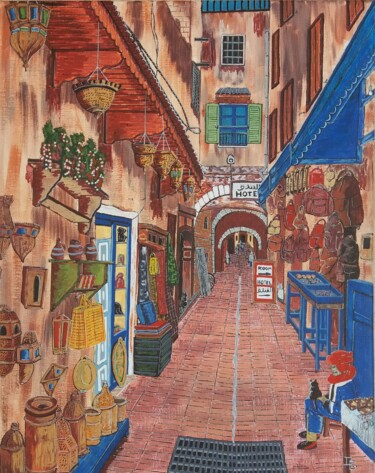 Malerei mit dem Titel "amitié a Essaouira" von Gilbert Devesa, Original-Kunstwerk, Acryl