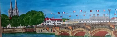 「bayonne」というタイトルの絵画 Gilbert Devesaによって, オリジナルのアートワーク, アクリル ウッドストレッチャーフレームにマウント