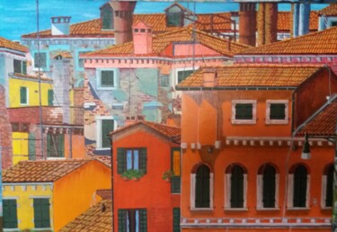 绘画 标题为“une autre Venise” 由Gilbert Devesa, 原创艺术品, 丙烯 安装在木质担架架上