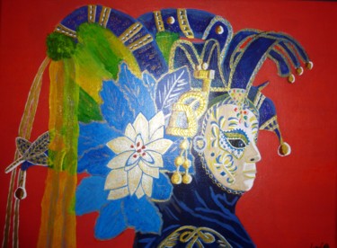 Painting titled "masque" by Gilbert Devesa, Original Artwork, Acrylic
