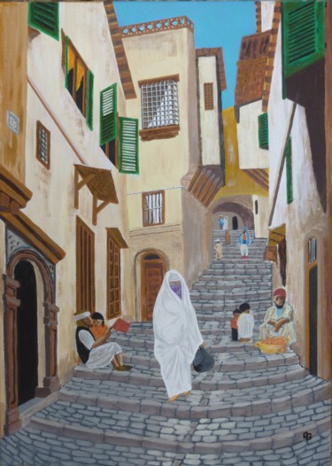 Painting titled "casbah" by Gilbert Devesa, Original Artwork, Acrylic Mounted on Wood Stretcher frame