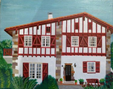 Peinture intitulée "maison basque" par Gilbert Devesa, Œuvre d'art originale, Acrylique