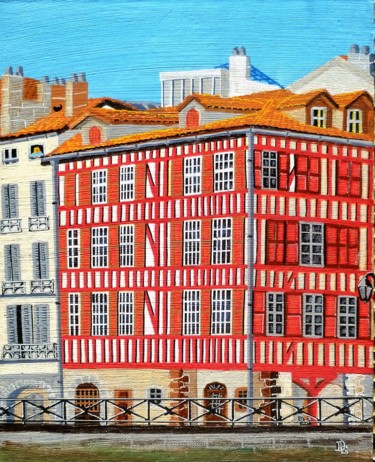 Картина под названием "maison bayonnaise" - Gilbert Devesa, Подлинное произведение искусства, Акрил Установлен на Деревянная…