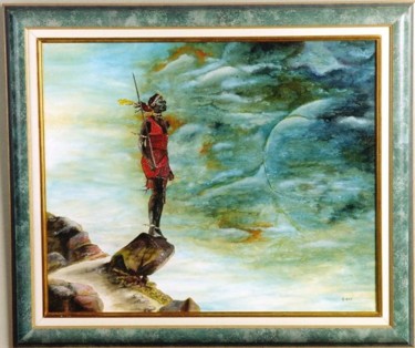 Peinture intitulée "108_GUERIER_MAASAI_…" par Gilbert Goy, Œuvre d'art originale