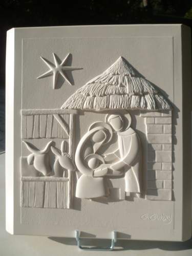 Escultura intitulada "Nativité" por Gilbert Guebey, Obras de arte originais, Moldagem