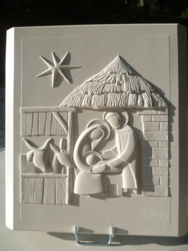 Sculpture titled "Nativité" by Gilbert Guebey, Original Artwork, Casting