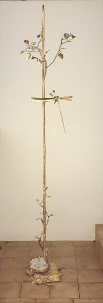 Scultura intitolato "Lampadaire-libellul…" da Gilbert Liblin, Opera d'arte originale, Metalli