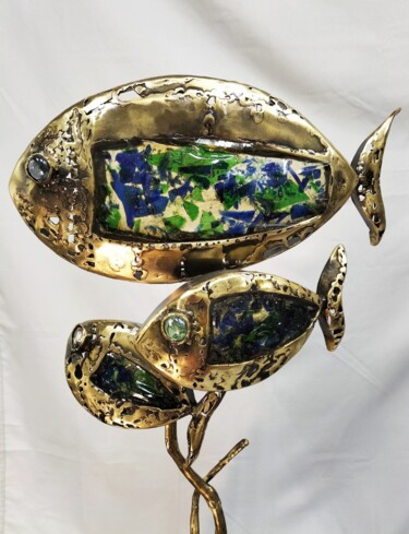 Sculpture intitulée "Les poissons de RAP…" par Gilbert Liblin, Œuvre d'art originale, Métaux