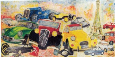 Peinture intitulée "CITROEN  le 75è ANN…" par Gilbert Liblin, Œuvre d'art originale, Autre