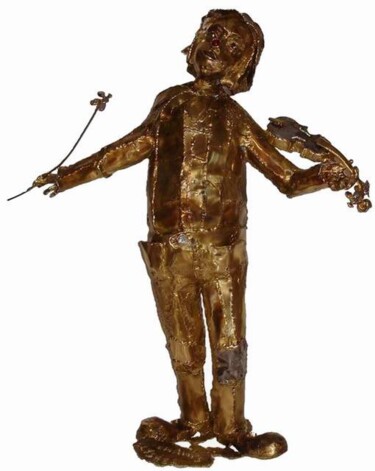 Sculpture intitulée "Clown au vol du bou…" par Gilbert Liblin, Œuvre d'art originale