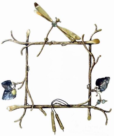 Diseño titulada "Miroir-libellule M…" por Gilbert Liblin, Obra de arte original, Metales