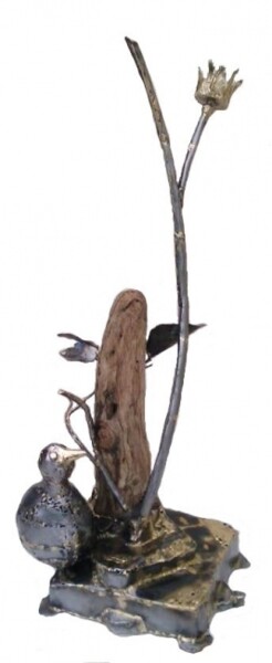 Sculpture intitulée "Luminaire poule - L…" par Gilbert Liblin, Œuvre d'art originale, Métaux