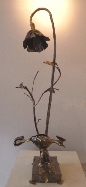 Sculptuur getiteld "Luminaire-oiseau-ag…" door Gilbert Liblin, Origineel Kunstwerk, Anders