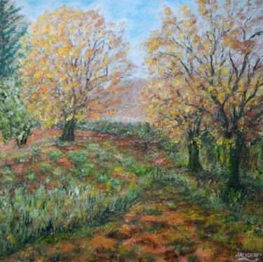 Pintura intitulada "Sous Bois Automnal" por Gilbert Malvoisin, Obras de arte originais, Óleo