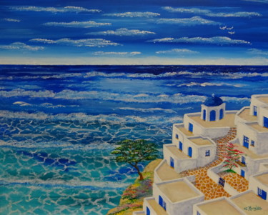 Painting titled "Oia" by Gilbert Morales, Original Artwork, Acrylic