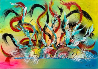Картина под названием "Abondance" - Gilbert Morales, Подлинное произведение искусства, Акрил Установлен на плексиглас