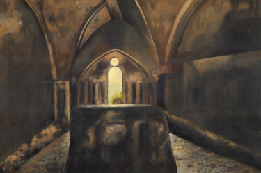 Painting titled "Le Cloître" by Gilbert Ovtcharenko, Original Artwork, Acrylic Mounted on Wood Stretcher frame