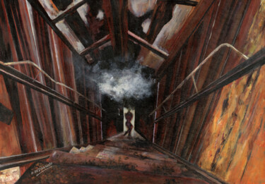 Pintura titulada "La descente" por Gilbert Ovtcharenko, Obra de arte original, Acrílico Montado en Bastidor de camilla de ma…