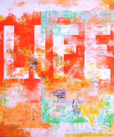 Painting titled "LIFE abstract" by Gilbert Retsin, Original Artwork, Acrylic Mounted on Wood Stretcher frame