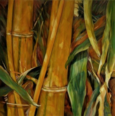 Schilderij getiteld "Bamboe" door Gilbert Swiggers, Origineel Kunstwerk, Olie
