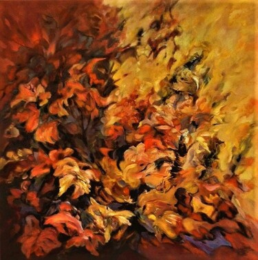 Schilderij getiteld "Herfstkleuren" door Gilbert Swiggers, Origineel Kunstwerk, Olie