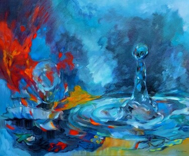 Schilderij getiteld "Waterdans" door Gilbert Swiggers, Origineel Kunstwerk, Olie