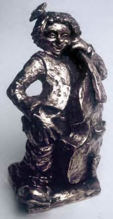Sculpture intitulée "Clown et la contreb…" par Gilbert Liblin, Œuvre d'art originale