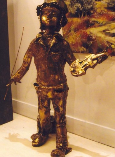 Sculpture intitulée "Le violoniste de Mo…" par Gilbert Liblin, Œuvre d'art originale