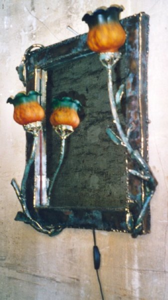 Design intitulée "Miroir et fleurs  -…" par Gilbert Liblin, Œuvre d'art originale