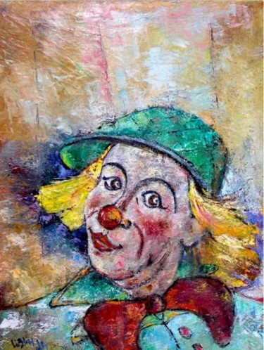 Peinture intitulée "Clown au châpeau ve…" par Gilbert Liblin, Œuvre d'art originale, Huile
