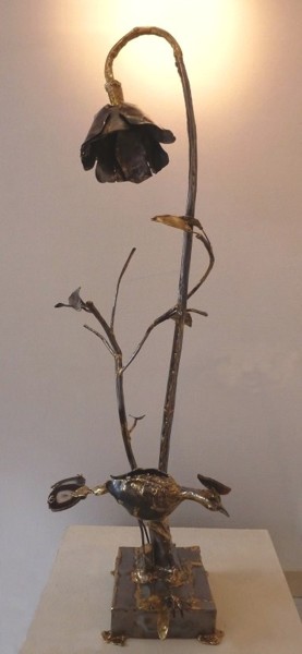 Sculpture intitulée "Luminaire-oiseau-ag…" par Gilbert Liblin, Œuvre d'art originale, Autre