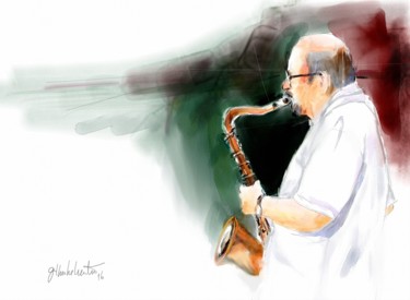 Artes digitais intitulada "Saxofonista" por Gilberto De Martino, Obras de arte originais, Pintura digital