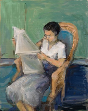 Artes digitais intitulada "The reader" por Gilberto De Martino, Obras de arte originais, Pintura digital