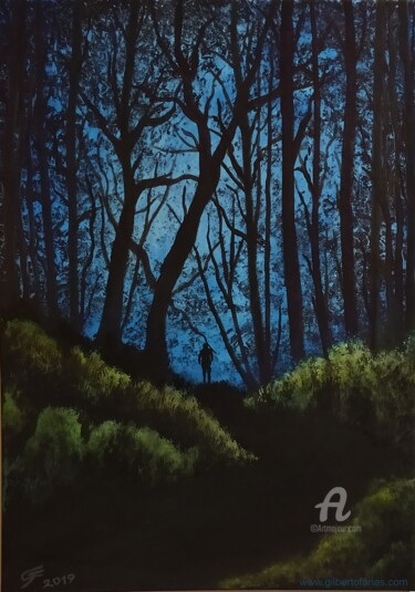 Painting titled "Camino al Bosque" by Gilberto Farias, Original Artwork, Acrylic